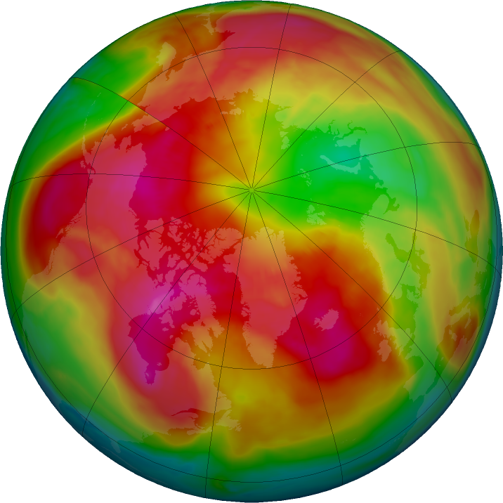 Arctic ozone map for 29 February 2024